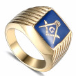 Zlatý pečetní prsten z chirurgické oceli WJHZ54 - Svobodní zednáři
