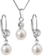 Stříbrná souprava perlových náušnic a přívěsku 29006.1