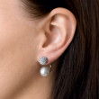 Elegantní stříbrné náušnice s krystaly a perlou 31178.1