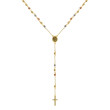 Zlatý náhrdelník růženec s křížem a medailonkem s Pannou Marií RŽ07 multi