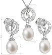 Stříbrná souprava perlových náušnic a přívěsku 29014.1