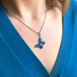 Elegantní přívěsek ve tvaru motýla s krystaly 34192.3 blue style