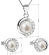 Stříbrná souprava perlových náušnic a přívěsku 29022.1