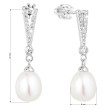 Elegantní stříbrné perlové náušnice se zirkony 21058.1