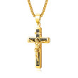 Ocelový náhrdelník zlatý kříž SEGX1626GD