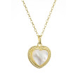 Pozlacený stříbrný náhrdelník srdce s perleťovým zirkonem 12058.1 Au plating