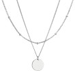 Stříbrný náhrdelník dvouřadý s placičkou a řetízkem s kuličkami 62002