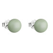 Stříbrné náušnice pecka s perlou Swarovski zelené kulaté 31142.3 pastel green