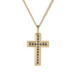 Zlatý ocelový náhrdelník křížek se zirkony PSS1245GD