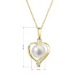 Náhrdelník srdce s brilianty a perlou 92PB0049