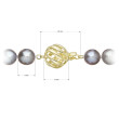 Perlový náramek z říčních perel se zlatého zapínání 923010.3/9264A grey