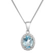 Stříbrný náhrdelník luxusní s pravým minerálním kamenem modrý 12086.3 sky topaz