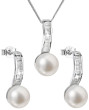 Stříbrná souprava perlových náušnic a přívěsku 29019.1