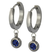 Náušnice větší kroužky z chirurgické oceli se zirkonem ESS651 - Sapphire