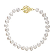 Perlový náramek z říčních perel se zlatým zapínáním 923001.1/9264A bílý