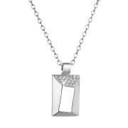 Stříbrný náhrdelník obdelník se zirkonky bílý 12055.1 crystal