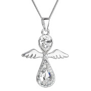 Stříbrný náhrdelník anděl se Swarovski krystaly bílý 32072.1