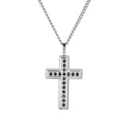 Stylový přívěsek křížek se zirkony + řetízek PSS1245ST