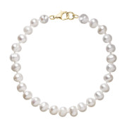 Perlový náramek z říčních perel se zlatým zapínáním 923001.1/9260 bílý