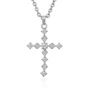 Ocelový náhrdelník kříž se zirkony WJHC1863ST