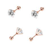 Pozlacené náušnice z chirurgické oceli na šroubek WJHE1246-Bilá