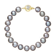 Perlový náramek z říčních perel se zlatým zapínáním 923010.3/9270A grey