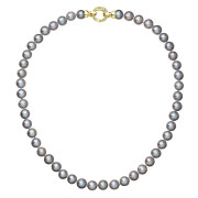 Perlový náhrdelník z pravých říčních perel šedý 22028.3 grey Au plating
