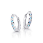 Náušnice kroužky z bílého zlata Cutie Jewellery C3342B-Světle modrá