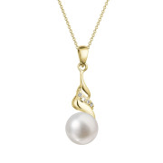 Zlatý perlový náhrdelník s brilianty 92PB00054