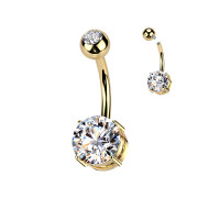 Pozlacený titanový piercing do břicha SETIN60GD-CZ