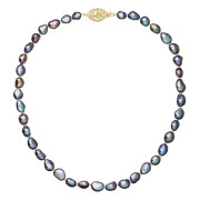 Perlový náhrdelník z říčních perel se zapínáním ze zlata 922027.3/9265A peacock