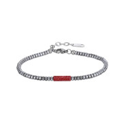 Hematitový náramek s tyrkysem MBSS179-RED