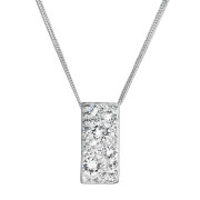 Stříbrný náhrdelník se Swarovski krystaly bílý obdélník 32074.1