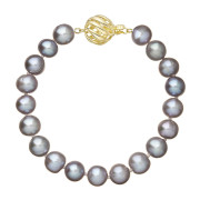Perlový náramek z říčních perel se zlatého zapínání 923010.3/9264A grey