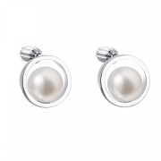 Stříbrné náušnice pecky s říční perlou 21041.1B