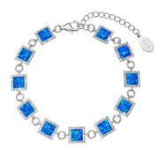 Stříbrný náramek s modrým syntetickým opálem a krystaly Preciosa 33047.1 blue