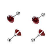 Ocelové náušnice pecky se zirkony WJHE1244-Ruby Dark