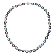 Perlový náhrdelník z říčních perel se zapínáním z bílého zlata 822027.3/9266B peacock