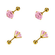 Pozlacené náušnice z chirurgické oceli na šroubek WJHE1243-Růžová