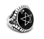 Ocelový prsten s pentagramem JCFSA505