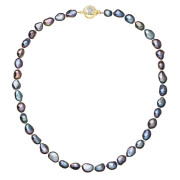 Perlový náhrdelník z říčních perel se zapínáním ze zlata 922027.3/9270A peacock