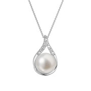 Zlatý náhrdelník s perlou a brilianty 82PB00032