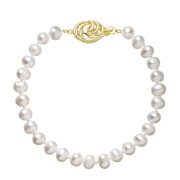 Perlový náramek z říčních perel se zlatým zapínáním 923001.1/9265A bílý