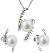 Stříbrná souprava perlových náušnic a přívěsku 29039.1