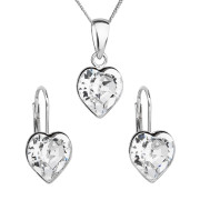 Sada šperků s krystaly Swarovski náušnice, řetízek a přívěsek bílé srdce 39141.1