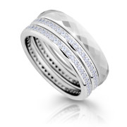 Luxusní dámský prsten z keramiky a stříbra Cerafi Kombinazione Bianco 127