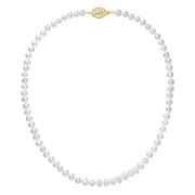 Perlový náhrdelník z říčních perel se zapínáním ze zlata 922001.1/9265A bílý