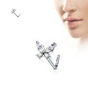 Zahnutý piercing do nosu SENOL611-Bílá