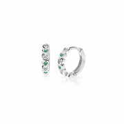Náušnice kroužky z bílého zlata Cutie Jewellery C3339B-Zelená