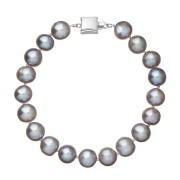 Perlový náramek z říčních perel se zlatým zapínáním 823010.3/9268B grey